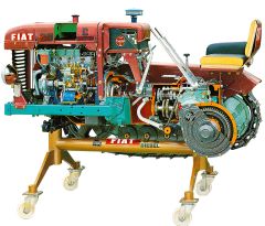 Farm Tractor Cut-Away, Track-Type, 4-Stroke Diesel Engine, Fiat 25C